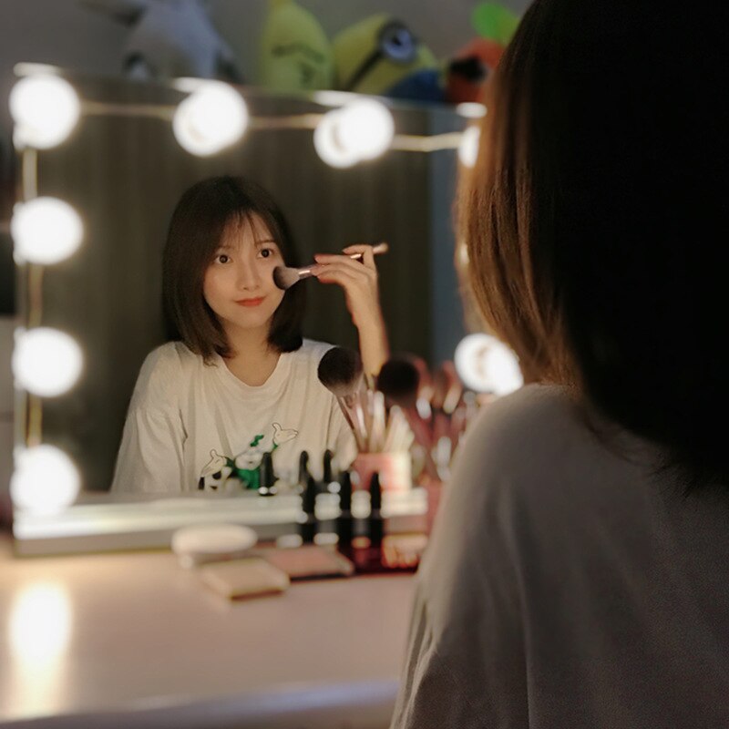3 Modes LED Make up Mirror With Lights USB Hollywood Vanity Makeup Mirror Lights Wall Mirror Lamp Bulb Dimmable LED Wall Lamp