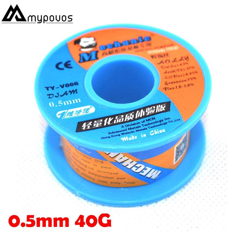 Rollo de colofonia de estaño para soldadura, Rollo mecánico de hilo de soldadura de bajo punto de fusión, 0,2/0,3/0,4/0,5mm 40G-55G 0,6