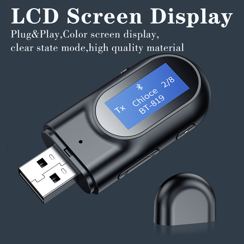 tebe 2 IN 1 Draadloze Audio Adapter Bluetooth 5.0 Ontvanger Zender met Digitale Lcd-scherm 3.5mm Audio Aux voor Hoofdtelefoon Luidspreker Auto TV