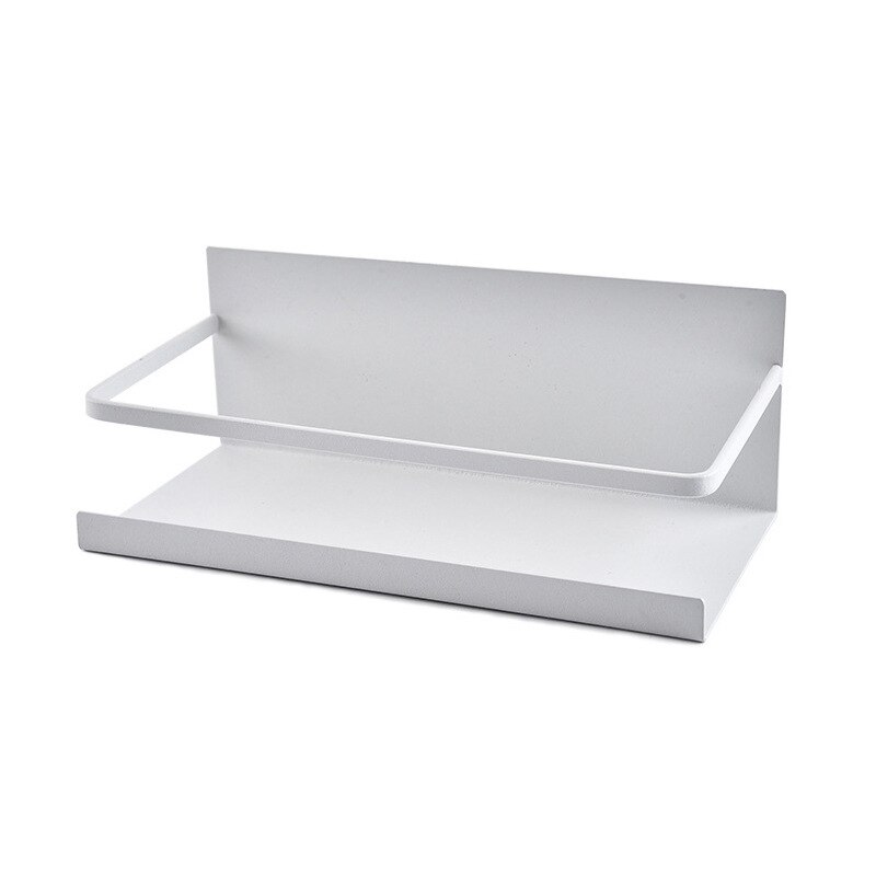 Stainless Steel Magnetic Shelf Strong and Durable for Refrigerator Spice Storage Kitchen Organizer Kitchen Seasoning Rack: B  White