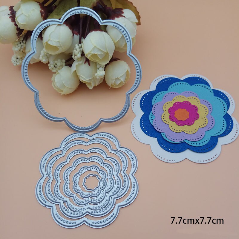 Pesimämuotti kampasimpukka ommeltu suorakulmio soikea tähti neliömerkki etiketti ympyräkehys metallinleikkausmuotit joulukorttiin: No 3 kukka