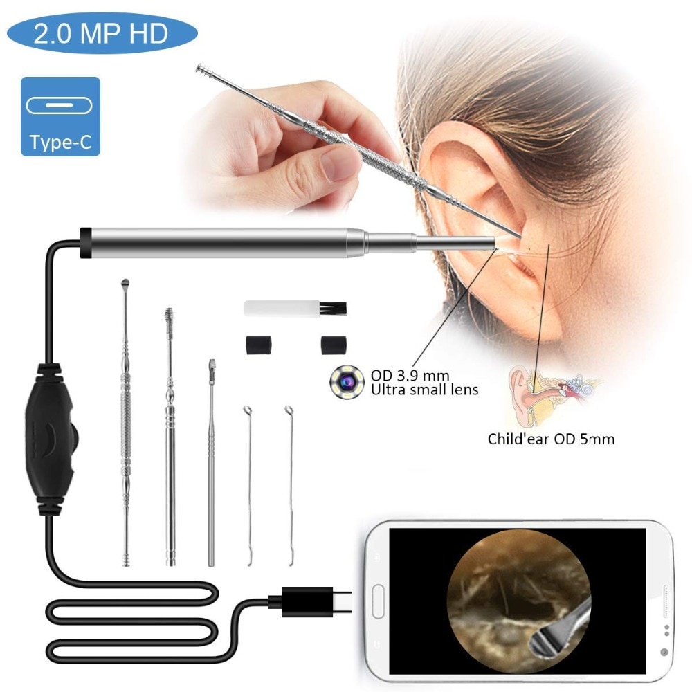 3.9mm lentille Android Endoscope caméra visuelle oreille cuillère pour adultes enfants peau saine élargissement des pores examen Endoscope
