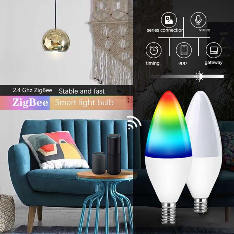 Voice Control Candle Light Warm White+Rgb Bulb Can Remotely Control The Candle Light Straight Soldering Tin Lamp Holder