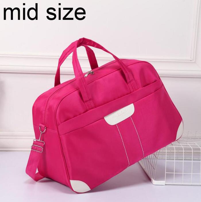 ANAWISHARE Women Travel Bags Men Luggage Travel Duffle Bag Nylon Waterproof Daily Travel Handbag Shoulder Bag Bolso Deporte: mid rose