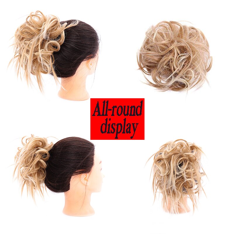 Xuanguang syntetisk rörig chignon munk gary brun färg hår bulle pad elastisk hår rep gummiband hårförlängningar