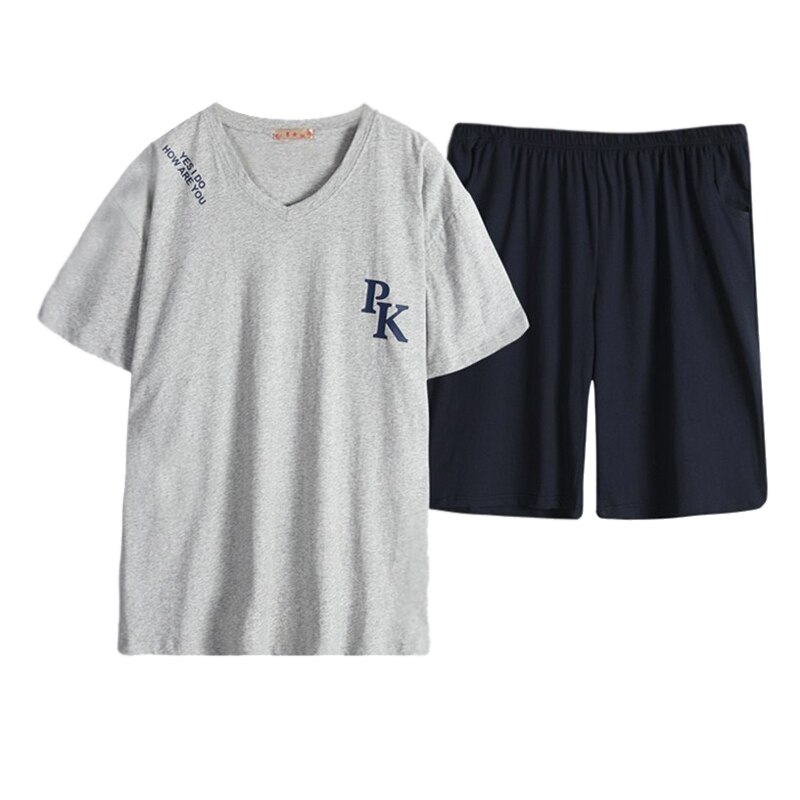 140kg 5xl lyhyttä pyjama homme plus kokoa pyjamasettiä miehille kesällä 100%  puuvillaa lyhythihainen mukava yöpuku pyjama miehille xxxxl: Valkoinen / 4xl