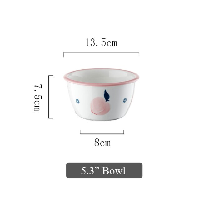 Keramische Diner Borden Kommen Set Leuke Bloem En Perzik Patroon Huishouden Enkele Grote Servies Vajilla Тарелки Для Еды: B5