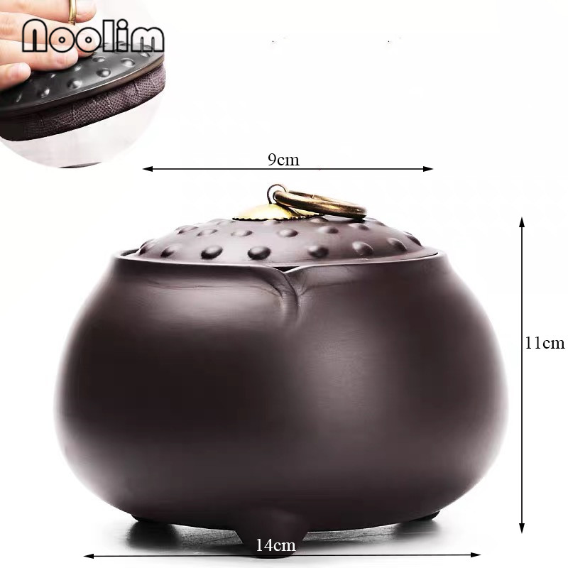 Botes de arcilla púrpura hechos a mano, frascos de especias sellados creativos, caja de almacenamiento de alimentos de cerámica con tapa, portátil, de viaje, Caddy de té Puer: E