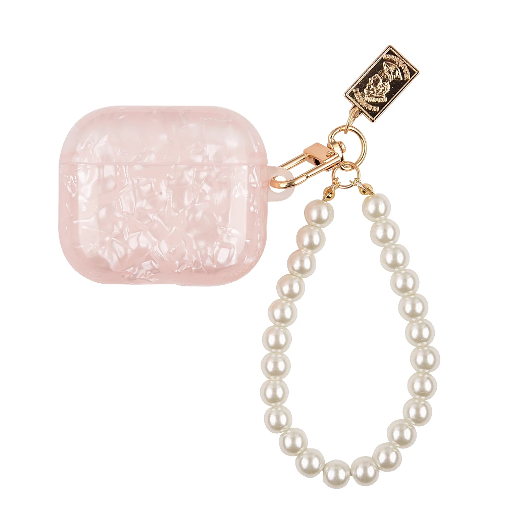 Pour Airpods Pro 2 étui de luxe perle pendentif sans fil casque couverture pour Apple Airpods 3 Pro USB C 2ème 3ème génération coque en TPU: S / WHEAT