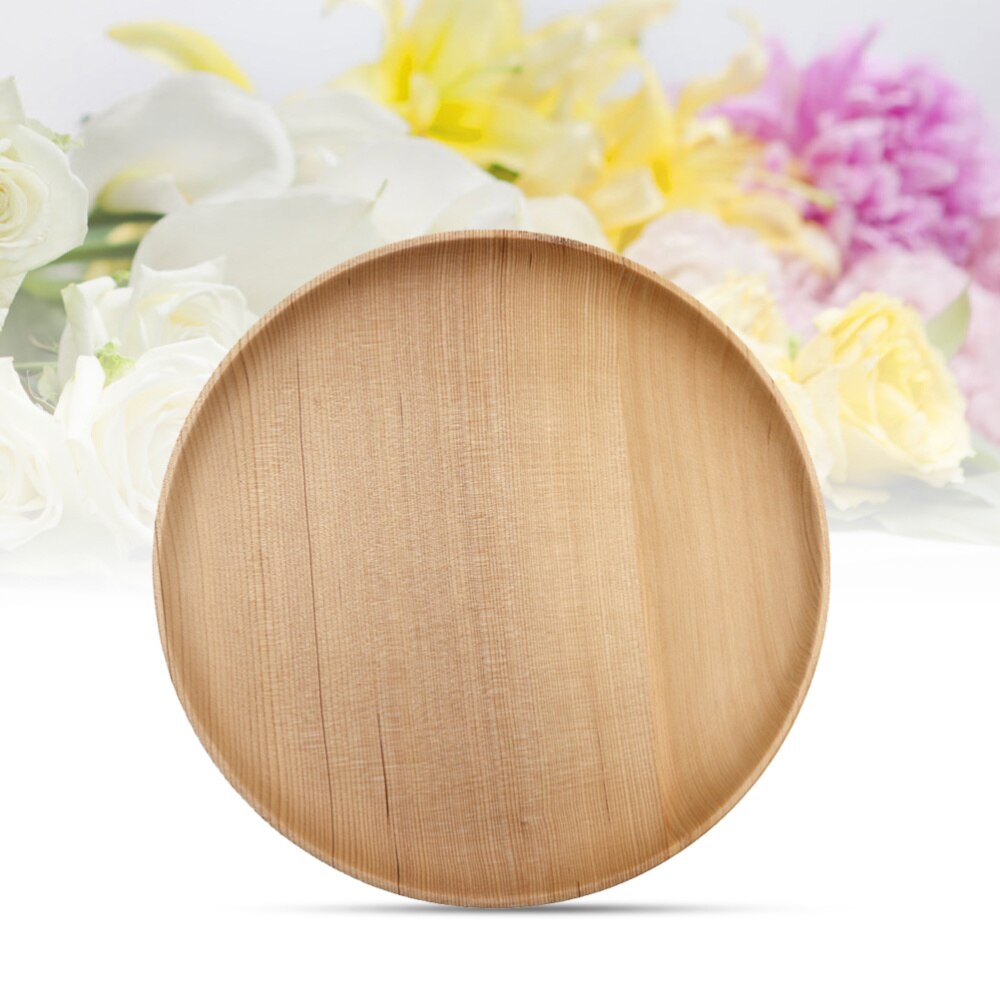 Decorasian Ronde houten borden – grote borden van acaciahout, fijn houten servies – platte borden van hout, ideaal als decoratief bord en voor het serveren, 4 stuks, bruin, 27 cm