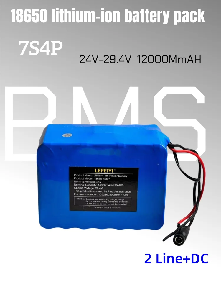 24 V 12000 mAh 18650 7S4P Li-Ionen-Akku 25,2 V, geeignet für den Batteriewechsel von 29,4 V Elektrorollern: Dunkelgrau