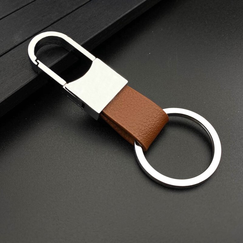 Metal Key Chain Car Round Head Key Leather Buckle Leather Lanyard Leather Pendant Car Key Ring Key Buckle Keychain Keyring