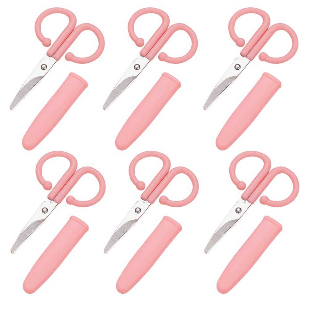 6Pcs Stainless Steel School Scissors Portable Paper-cut Scissors Household Craft Scissors
