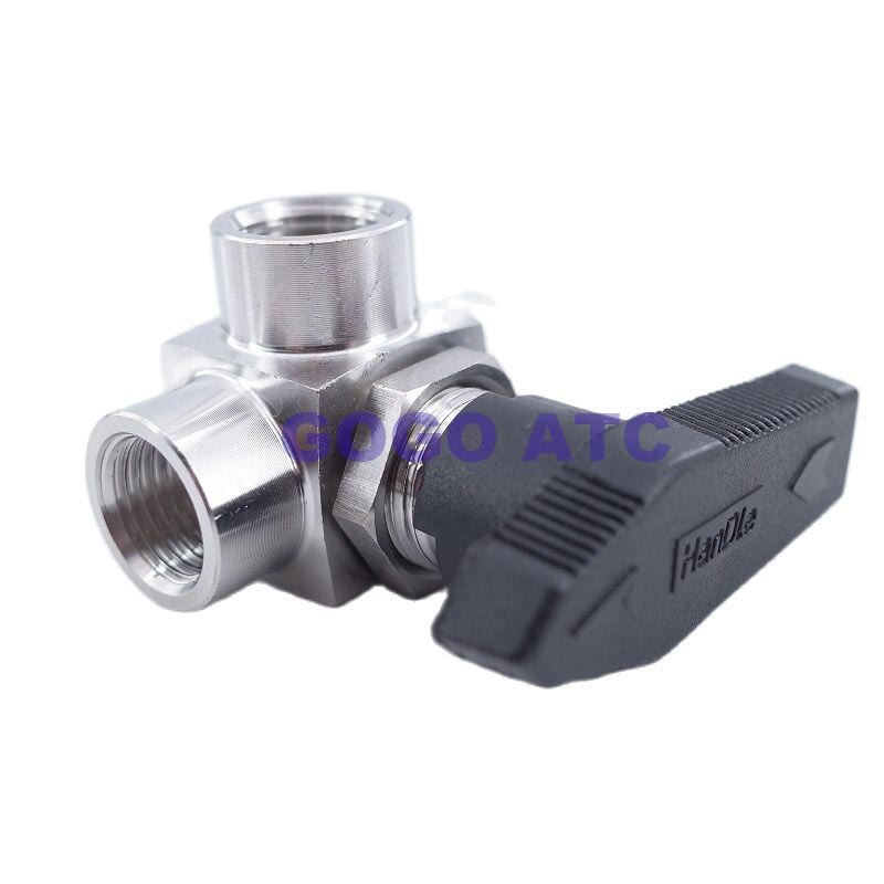 Tee Ball valve female G thread stainless steel 304 High temperature pressure three way Horizontal Panel Switching ball valve