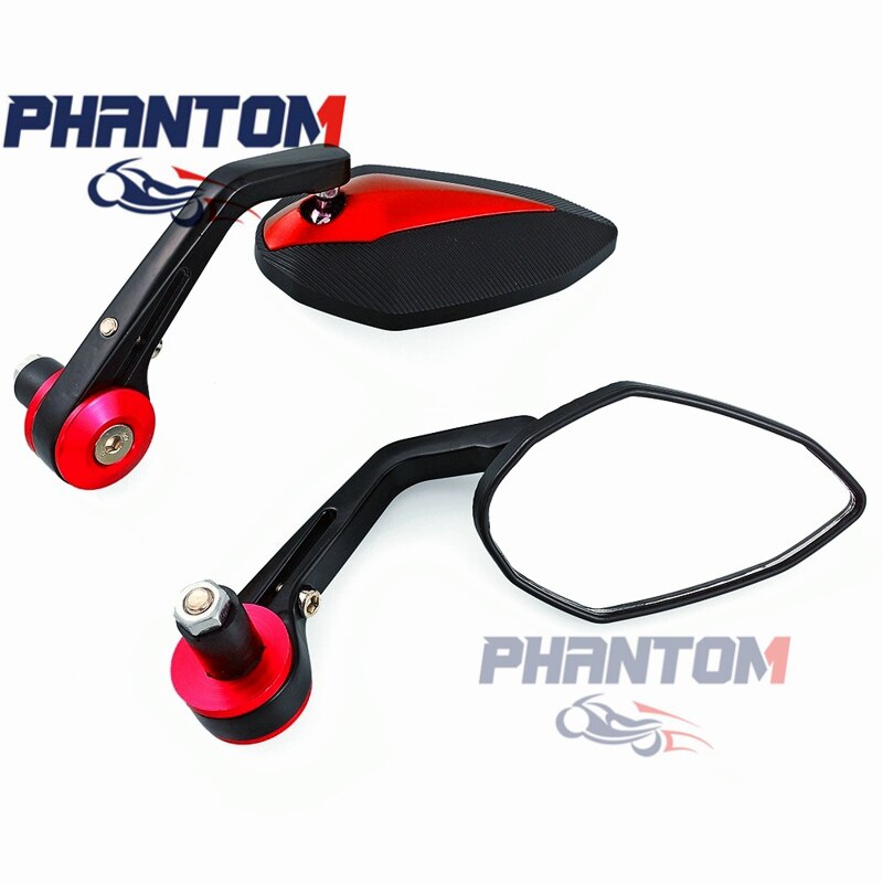 7/8 " stuuruiteinden spiegels ovale custom klassieke zijspiegels chopper bobber cafe racer atv quad achteruitkijkspiegels: Rood