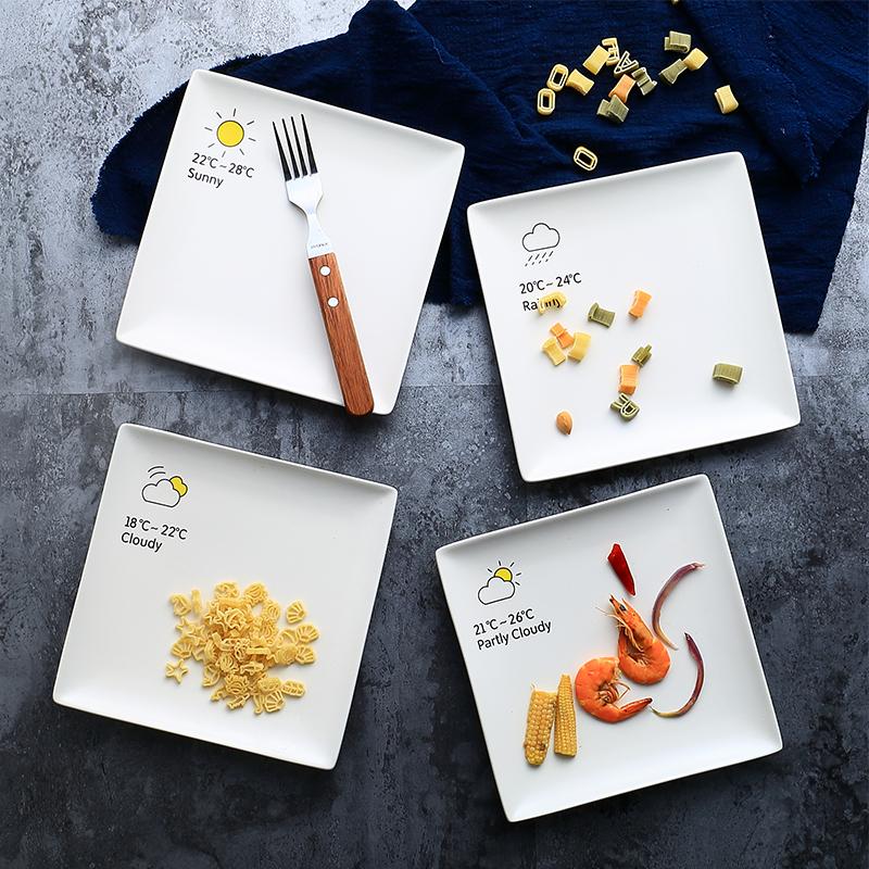 nordycki Zachodni stek kwadratowy talerz ceramiczny nowoczesna prostota kreatywna pogoda makaron ciasto talerz na owoce kochanie talerze 4 sztuk/zestaw: free choice 4szt