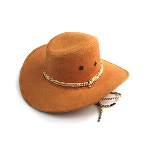nouveauté hommes femmes 3 couleur grand bord chapeau cowboy chapeau pour homme chapellerie plein air chapeau sunbonnet décontracté père: Yellow 60cm