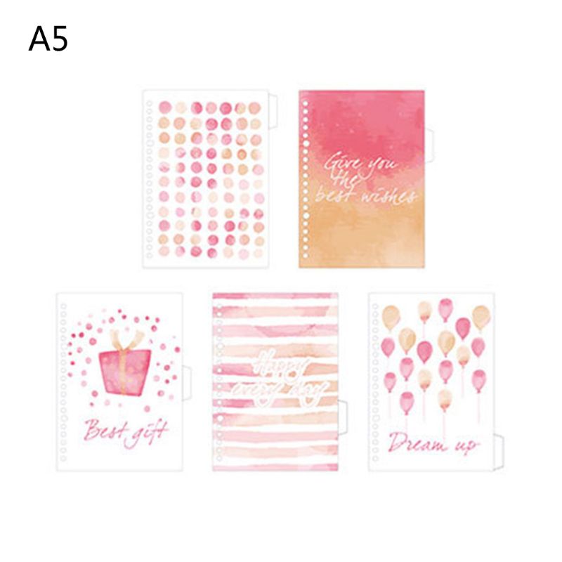 1Set Fresh Diary Paper Binders A5 A6 Loose Leaf Notebook Divider Index Separator X6HB
