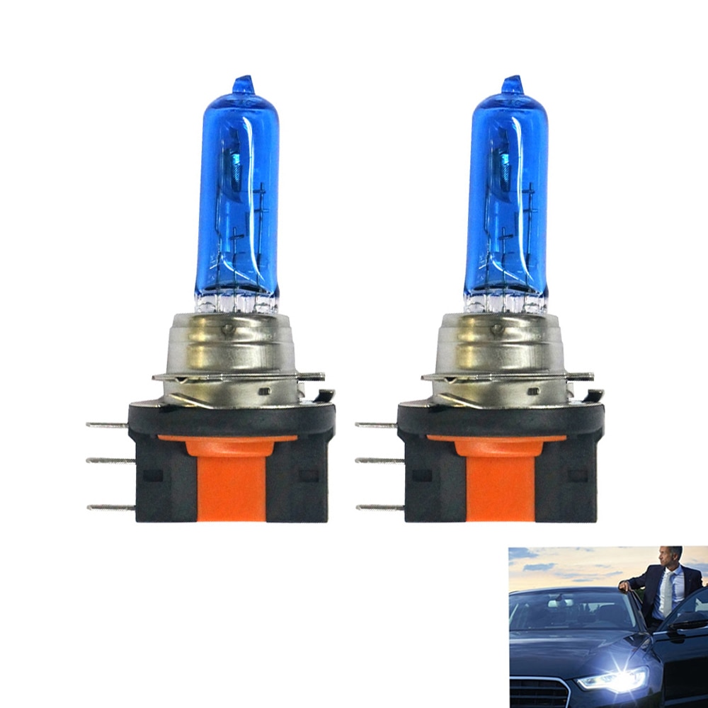 2Pcs H15 12V 15/55W Cars headlights halogen lamps Dark Blue Glass for golf Headlamp fog lamp high light bulb white