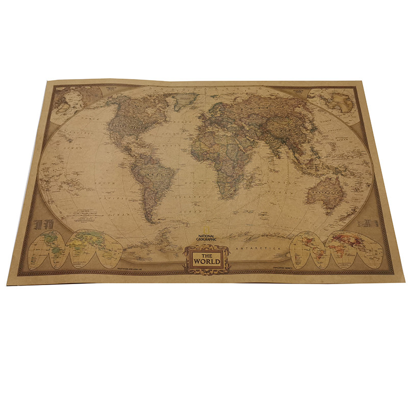 1 pcs 72.5*47cm Student school stationery education style event decoration poster Not acratch off world map poster wall maps