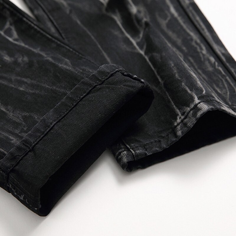 Pantalones vaqueros negros rasgados para hombre, jeans rectos de talla grande, europeos y americanos, Otoño/Invierno, novedad de