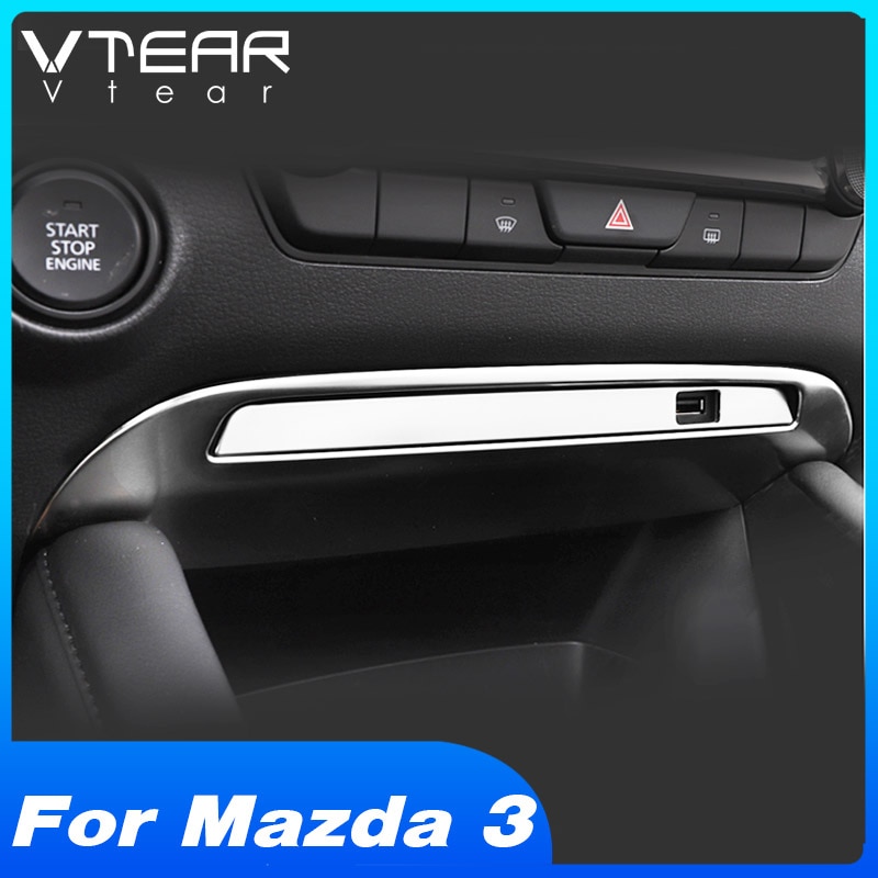 Vtear för mazda 3 tillbehör interiörlister central kontroll usb dekoration ramlock trim bil modifiering styling