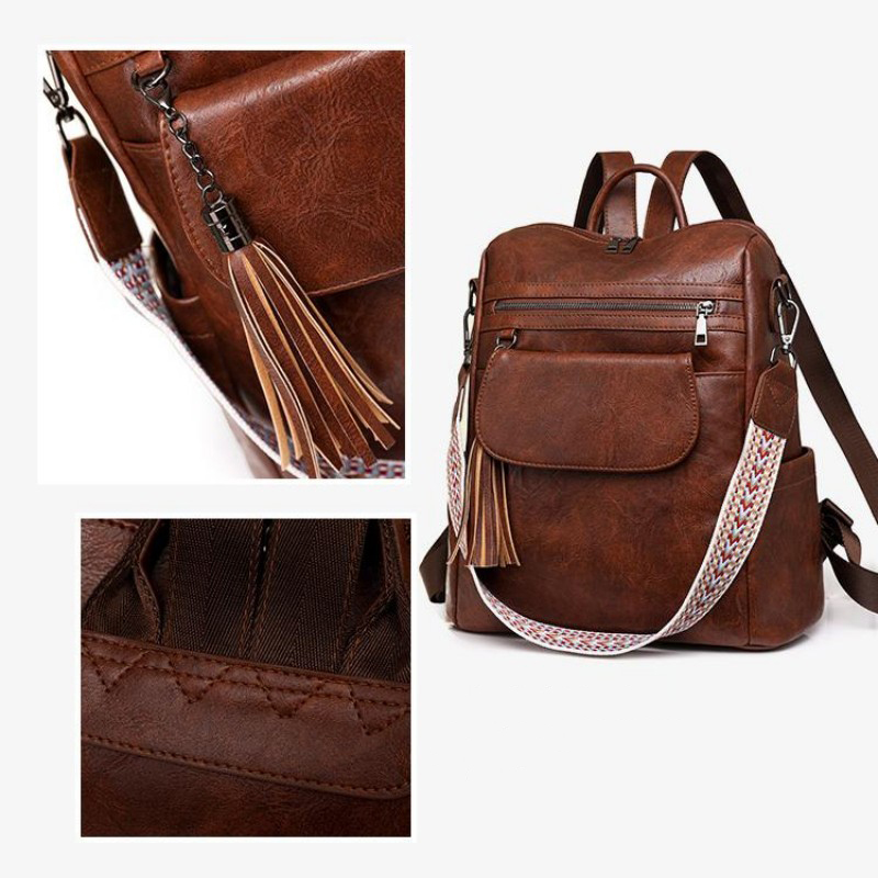 Leren Laptop Rugzak Dames - 20-35L - Reistas - Werk - College - PU Leer
