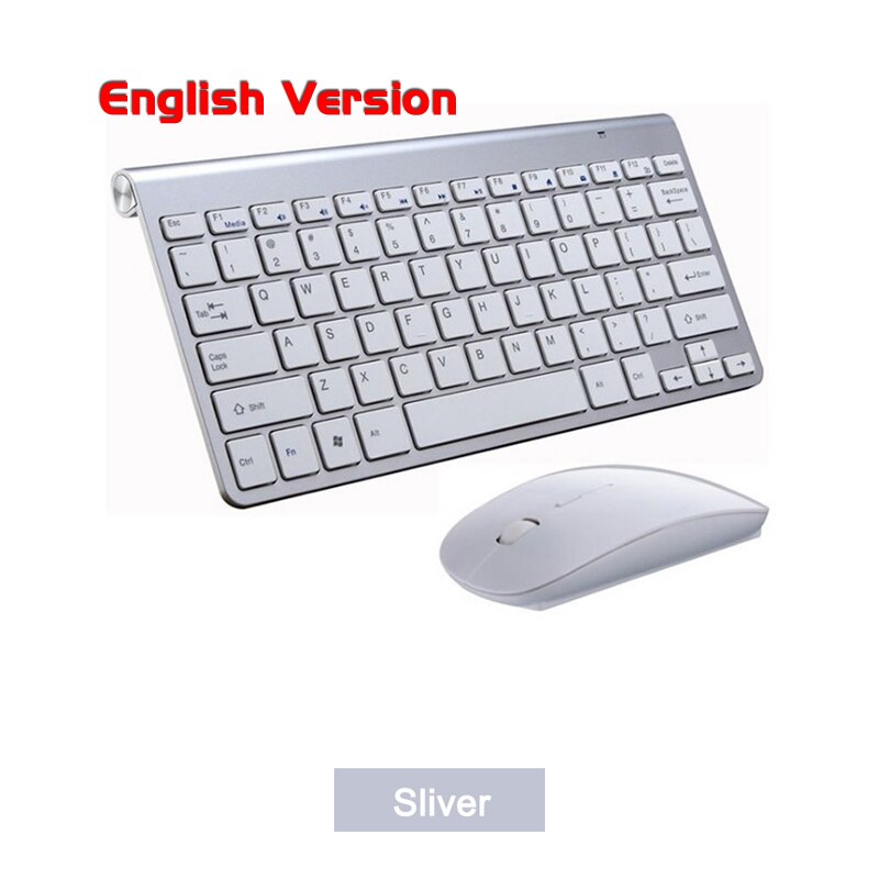 Wireless Keyboard Mouse Set For Desktop Laptop Russian Arabic Thai Hebrew Spanish French Italian Korean German Bulgarian Keybord: For iOS / Sliver