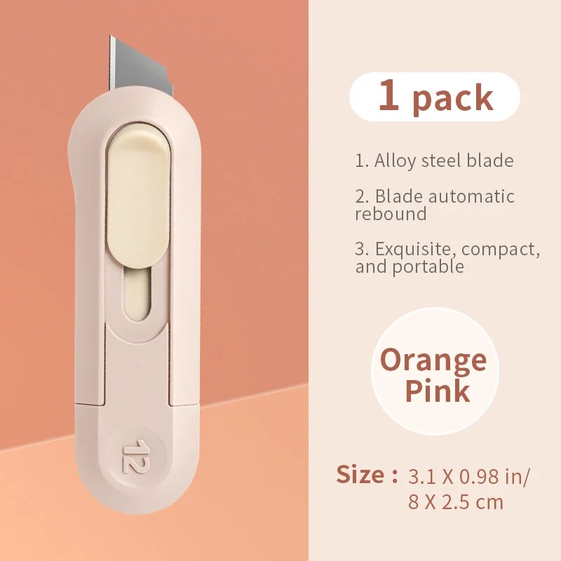 1PC Mini Papier Schneiden Kasten Opner Tragbare Kleine Papier Schneiden Messer Tapete Messer Schreibwaren Unboxing: Weiß
