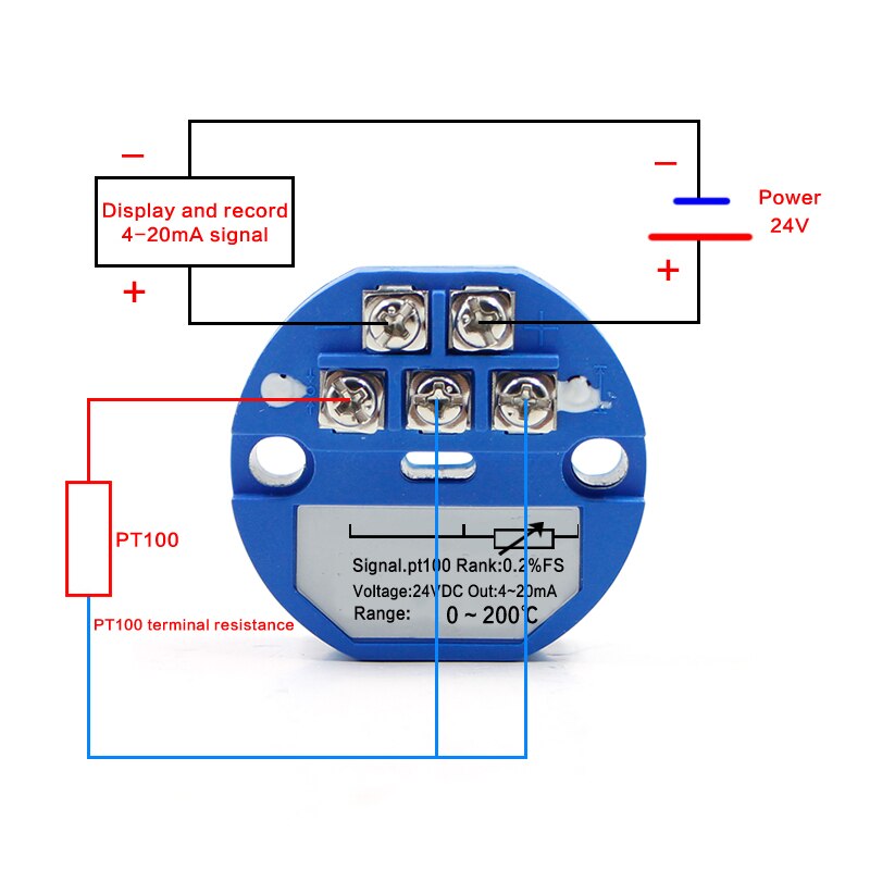 Pt100 type  to 4-20ma -50-50 0-50 0-100 200 300 grader rtd input 4-20ma output  dc24v termisk modstand temperatur transmitter