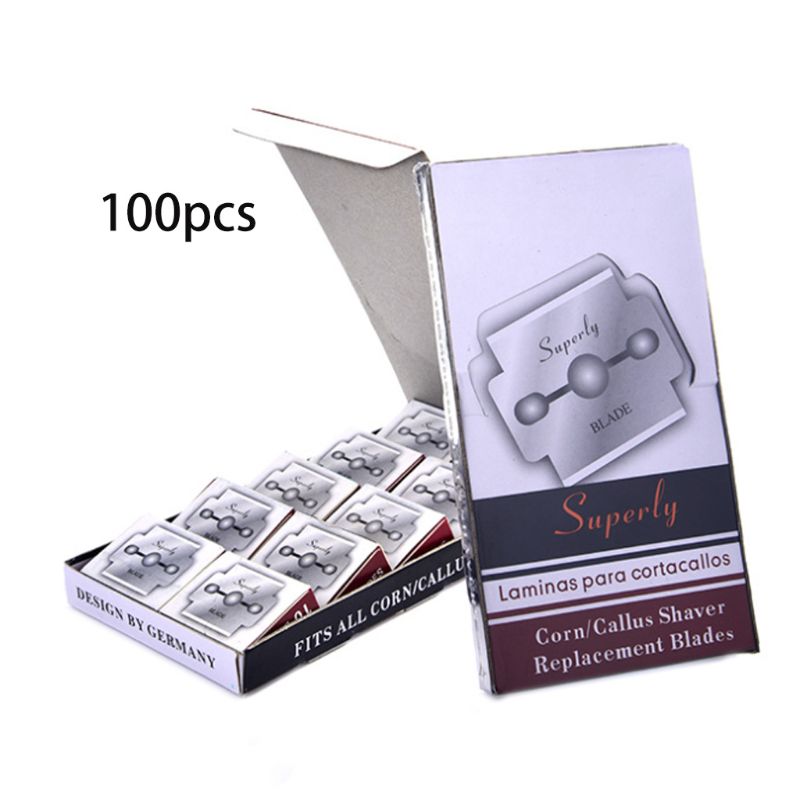 100 Pcs/box Safety Replacement Blade Dead Skin Corn Remover Stainless steel Nail Art Pedicure Blades Foot Care Tool