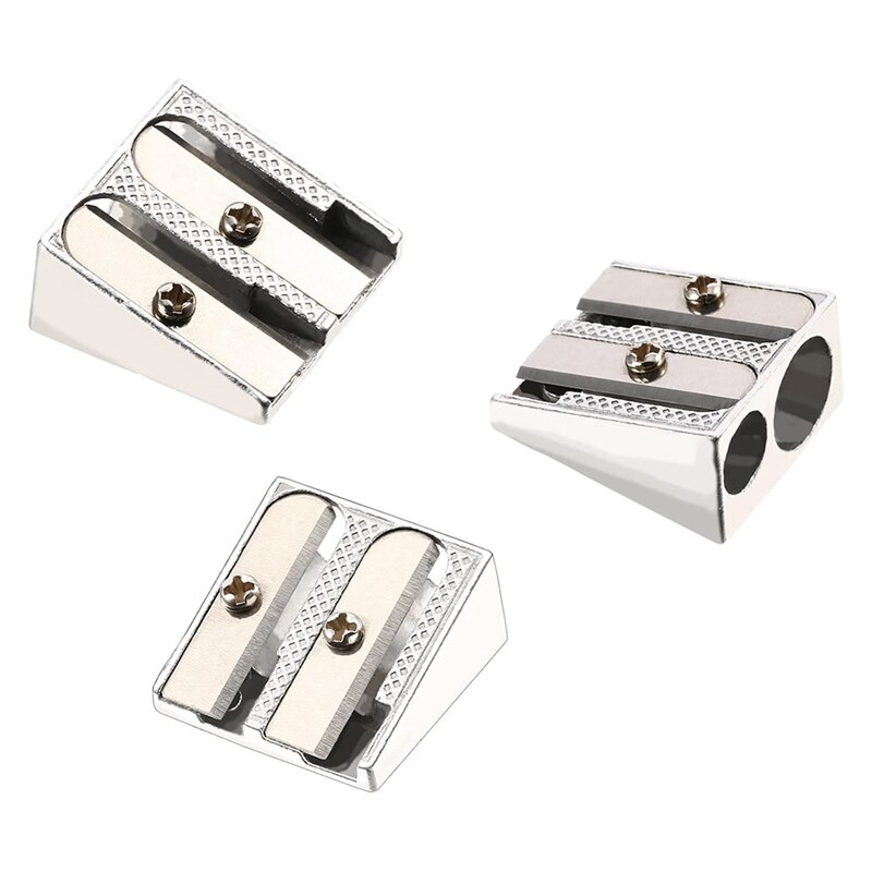 36 Pack Metal Pencil Sharpeners Silver Double Hole Aluminum Alloy Manual Pencil Sharpeners for Most Size Pencils