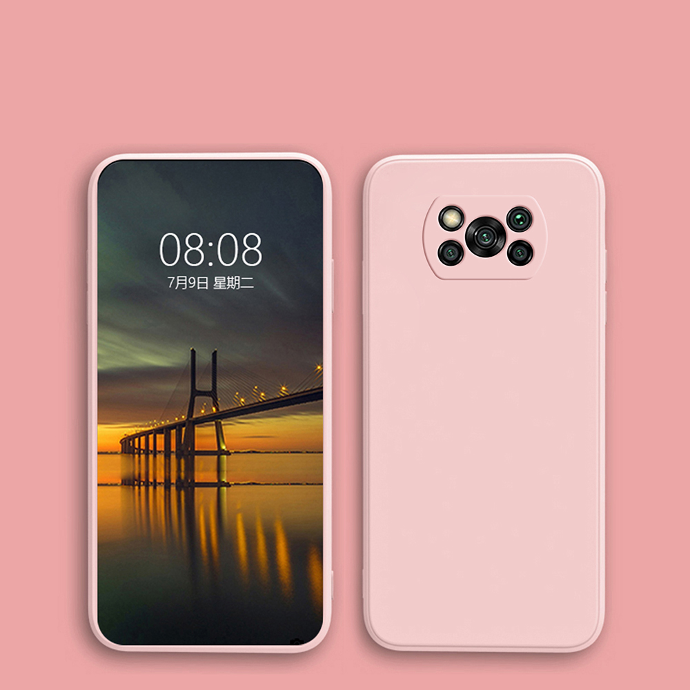 Luxo original caso de telefone de silicone líquido para xiaomi poco x3 x 3 pro nfc x3pro pocox3 pro casos macios para poco x3 pro capa traseira: tpu / Rosa