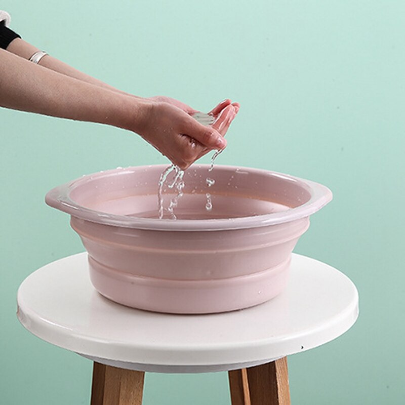 Plastic Folding Basin Portable Wash Basins Folding Laundry Bason Bathroom Kitchen AccessoriesTravel Outdoor Cam Folding Basin: Pink L