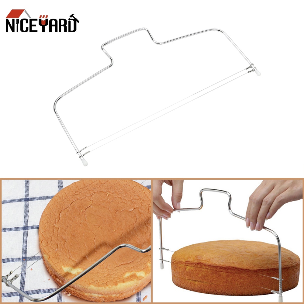 Rvs Cake Slicer Verstelbare Wire Cake Cutter Brood Pizza Leveler Diy Bakken Gebak Gereedschap Keuken Accessoires