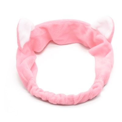 plusieurs styles mignon élastique oreilles de chat bandeaux pour femmes filles maquillage visage lavage bandeau coiffure casque accessoire de cheveux: GRIS