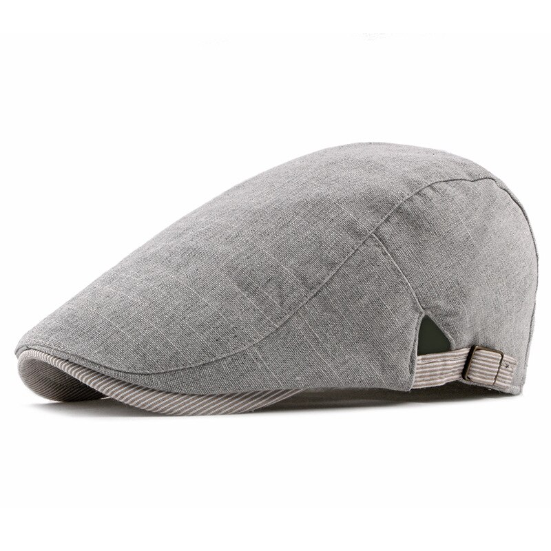 Hoaree Grijs Katoen Linnen Platte Pet Voor Mannen Lente Zomer Baret Man Britse Stijl Vintage Casual Ivy Ierse Cap Verstelbare 55-60 Cm: Light Grey