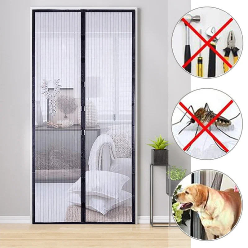 Klamboe Gordijnmagneten Deurgaas Insect Sandfly Netting met magneten op de deur Mesh Screen Automatisch sluitende deurscherm