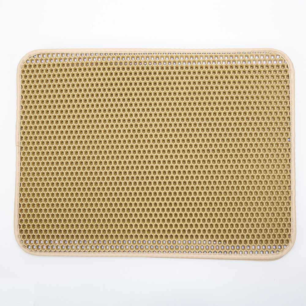 Folding Cat Litter Mat EVA Cats Litter Trapper Mats Waterproof Cushion Foam Rubber Pet Massage Pads Double-layer Kitten Placemat: light yellow / L