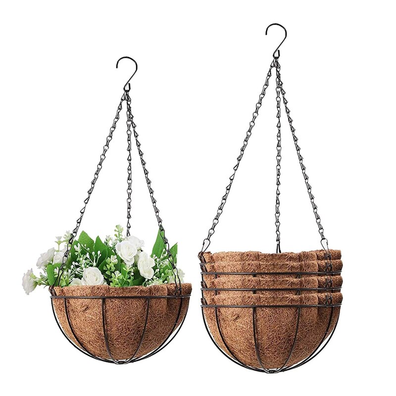 8/10/12 Inch Wire Palm Hanging Baskets Liners Garden Decor Art Wall-mounted Flower Balcony Succulent Plant Flower Pots