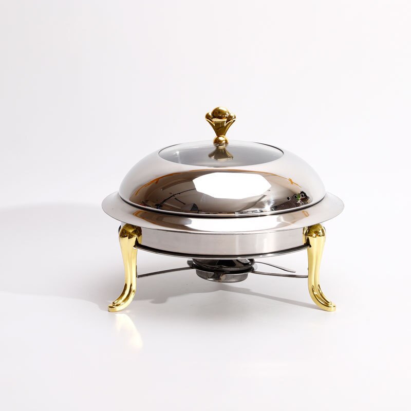 Golden stainless steel alcohol stove household commercial Removable small chafing dish solid fuel boiler small cooking pots: Traditional Pot gold / 28cm