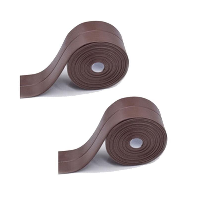 2pcs/Set Bathroom Stickers Shower Sink Bath Sealing Strip Tape White PVC Self Adhesive Waterproof Wall Sticker Bathroom Kitchen: 2pcs brown