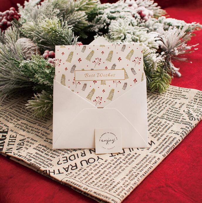 5 uds. Tarjetas de felicitación creativas de flores y plantas con adhesivo para sobres invitaciones para bodas, cumpleaños, , suministros de decoración: D