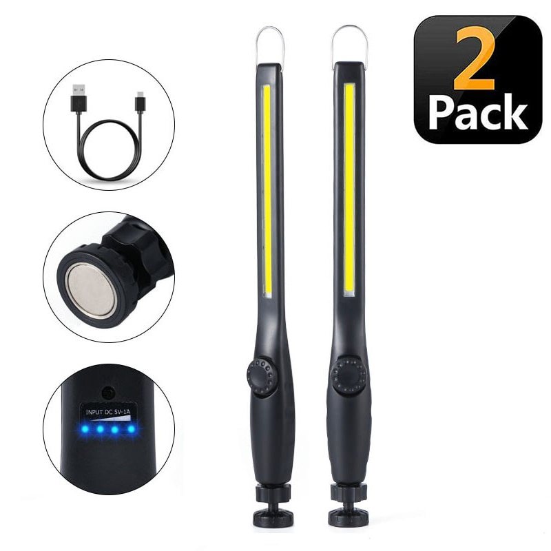 Led arbejdslys usb genopladeligt cob arbejdslys bærbart magnetisk trådløst inspektionslys til bilreparation, hjemmebrug, værksted