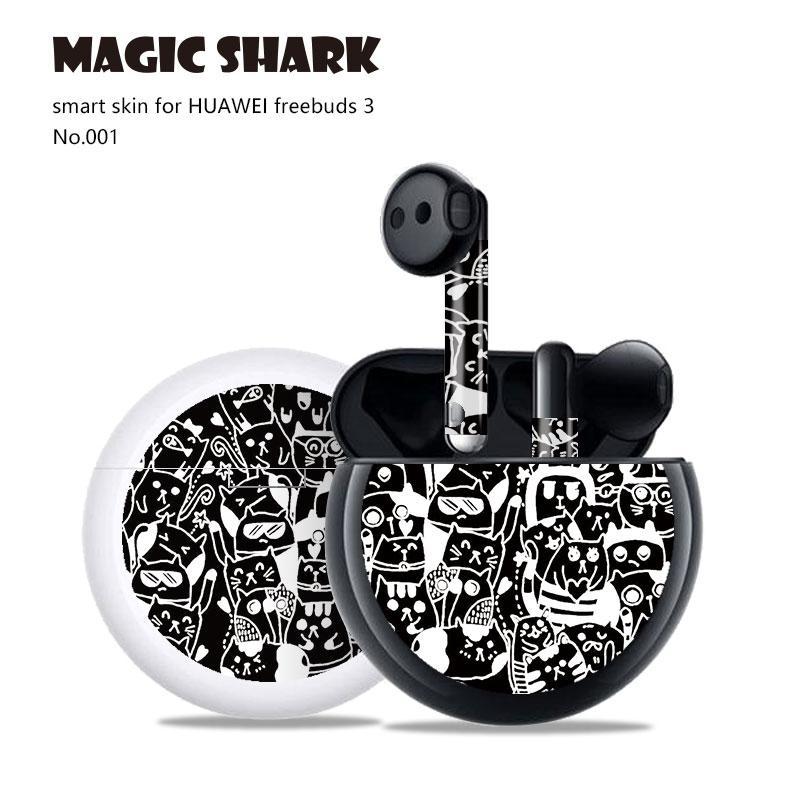Magic Shark 2.5D pcv malowanie czaszka diabeł naklejki skóry pokrywa Film Case dla HUAWEI Freebuds 3: 001