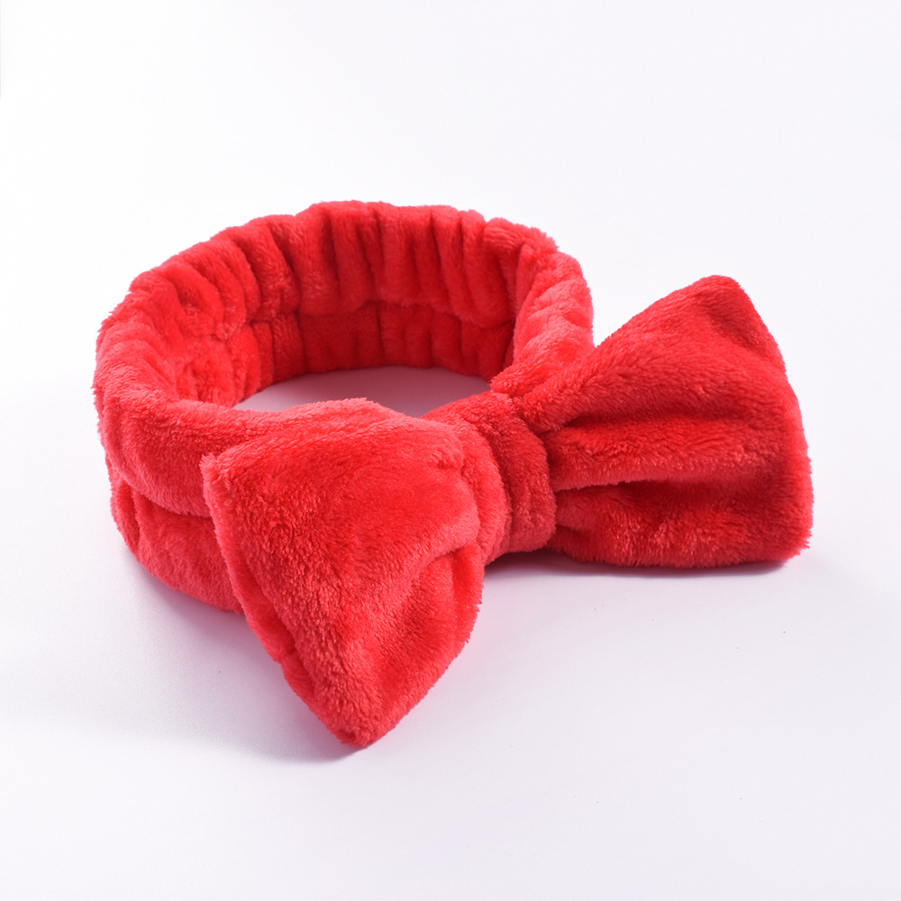 Diademas para el pelo para lavar la cara, diadema con lazo de lana Coral suave y cálida para mujeres y niñas, turbante, accesorios para el cabello de: Rojo