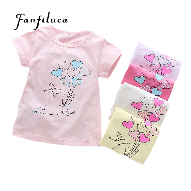 Fanfiluca Korte Mouwen Meisjes t-shirts Katoen Baby Meisje Kleding Kids Doeken Blouse Zomer Stijl T-shirt