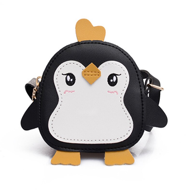 Meisjes Tassen Leuke Pinguïn Shape Animal Schoudertas Clutch Meisjes Crossbody Lederen Mini Tassen Pu Leer Mini Messenger Bag: black