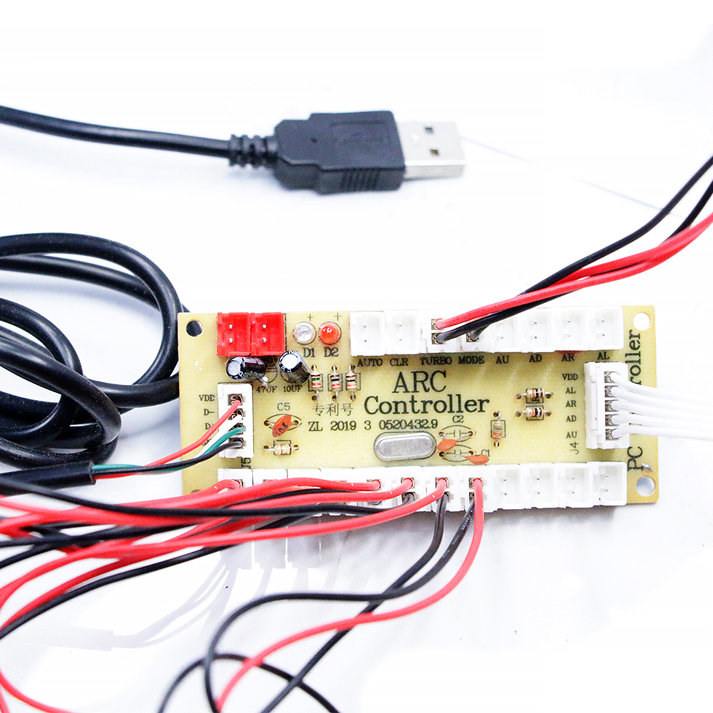 Copie SANWA Machine de jeu Console d'arcade Kit de bricolage boutons poussoirs de Joystick 8 voies pour PC Raspberry Pi contrôleur de carte USB à retard zéro
