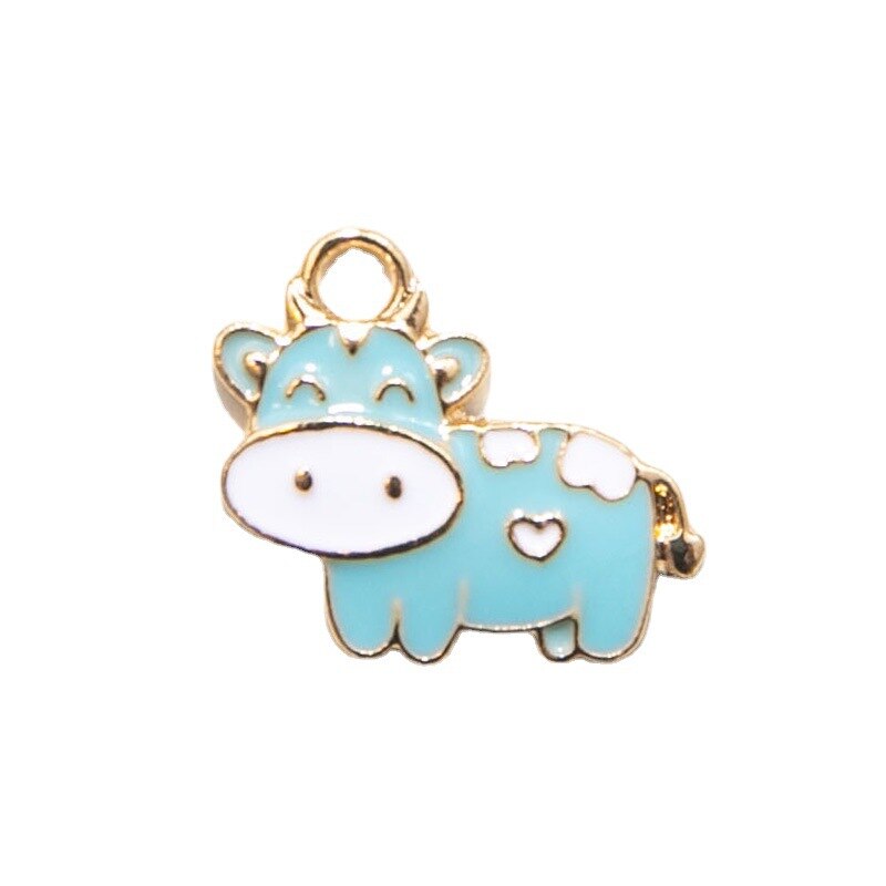 10Pcs Enamel Verzilverd Koeien Charm Hanger Voor Jewerly Diy Maken Armband Vrouwen Ketting Oorbellen Accessoires Bevindingen Craft